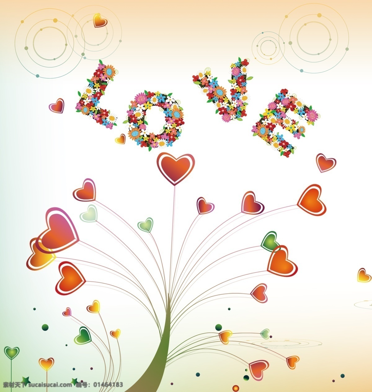 爱心 love 小圆圈 心桃 海报 分层 源文件