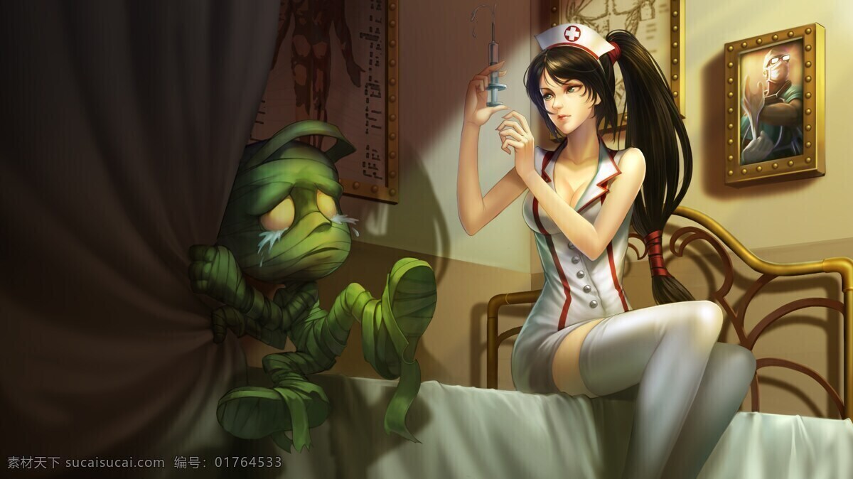 阿卡丽 美女 英雄 医生 护士 少女 魔法 梦幻 魔幻 奇幻 游戏 原画 cg 人物素材 动漫人物 动漫动画 cg人物