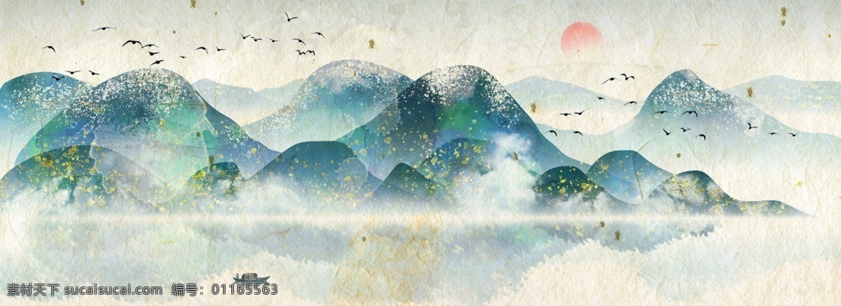 典雅 水墨 江山 意境 古风 海报 背景 渐变 复古 中国风 文艺 清新 质感 纹理