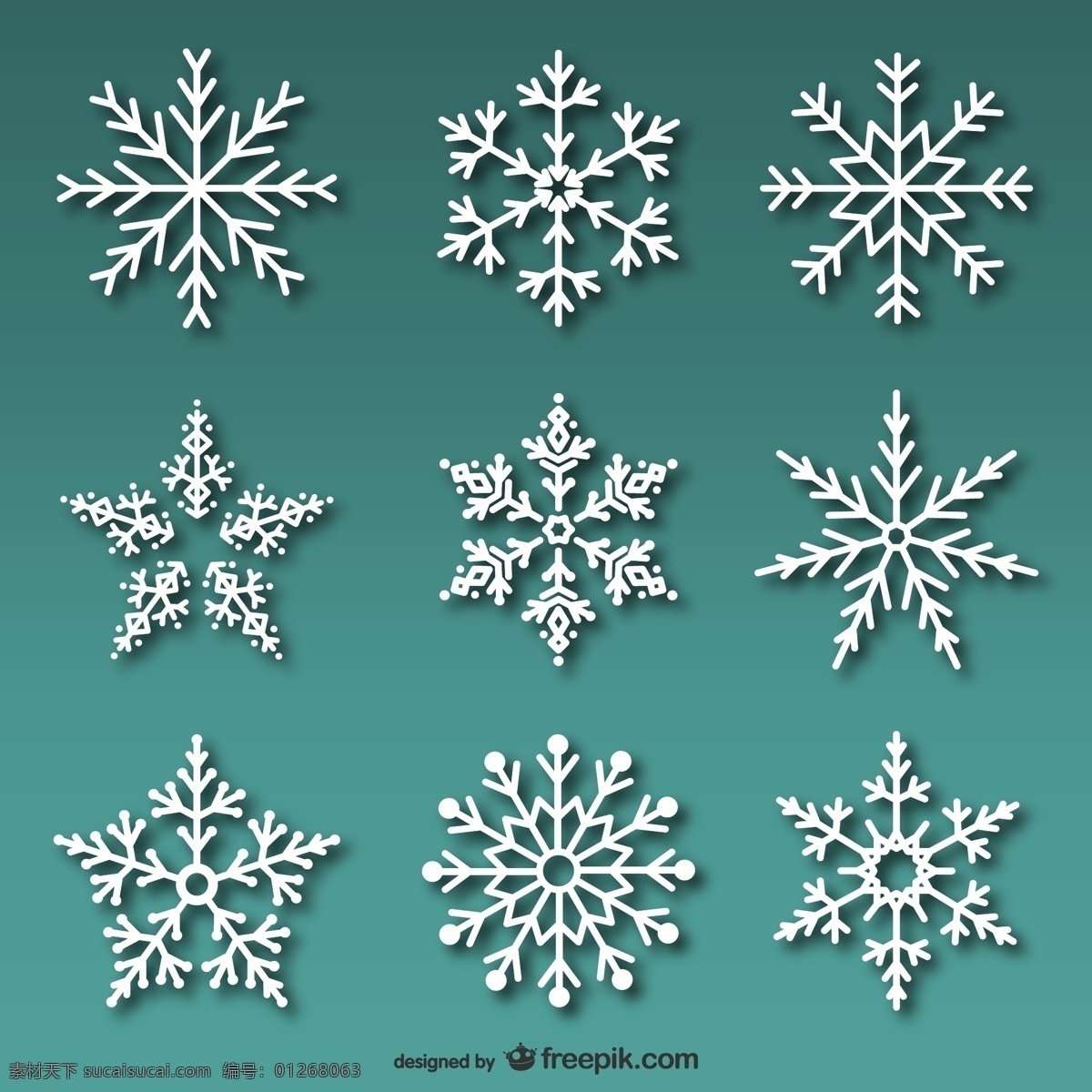 白色 雪花 矢量 冬季 花纹 剪纸 圣诞节 矢量图 其他矢量图