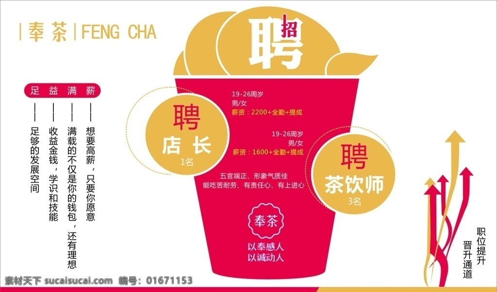 奉茶招聘 奶茶 招聘 海报 茶饮招聘