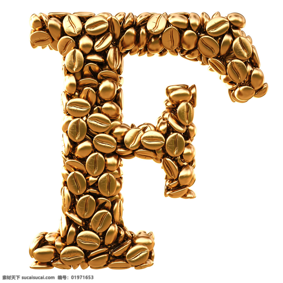 金色 咖啡豆 组成 字母 f 金色元素 重金属 质感金色 金融货币 商务金融