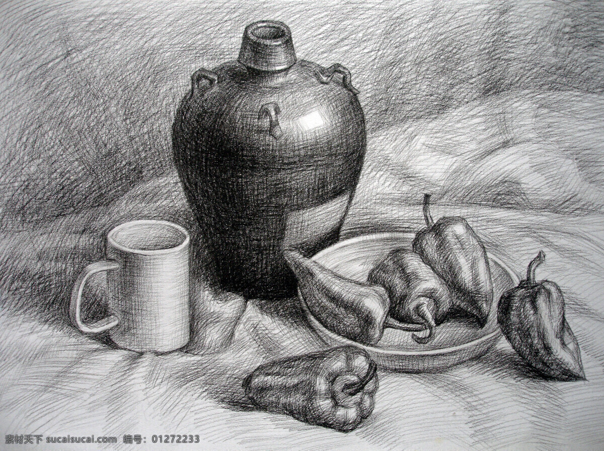静物素描 设计素材 静物专辑 素描速写 书画美术 灰色