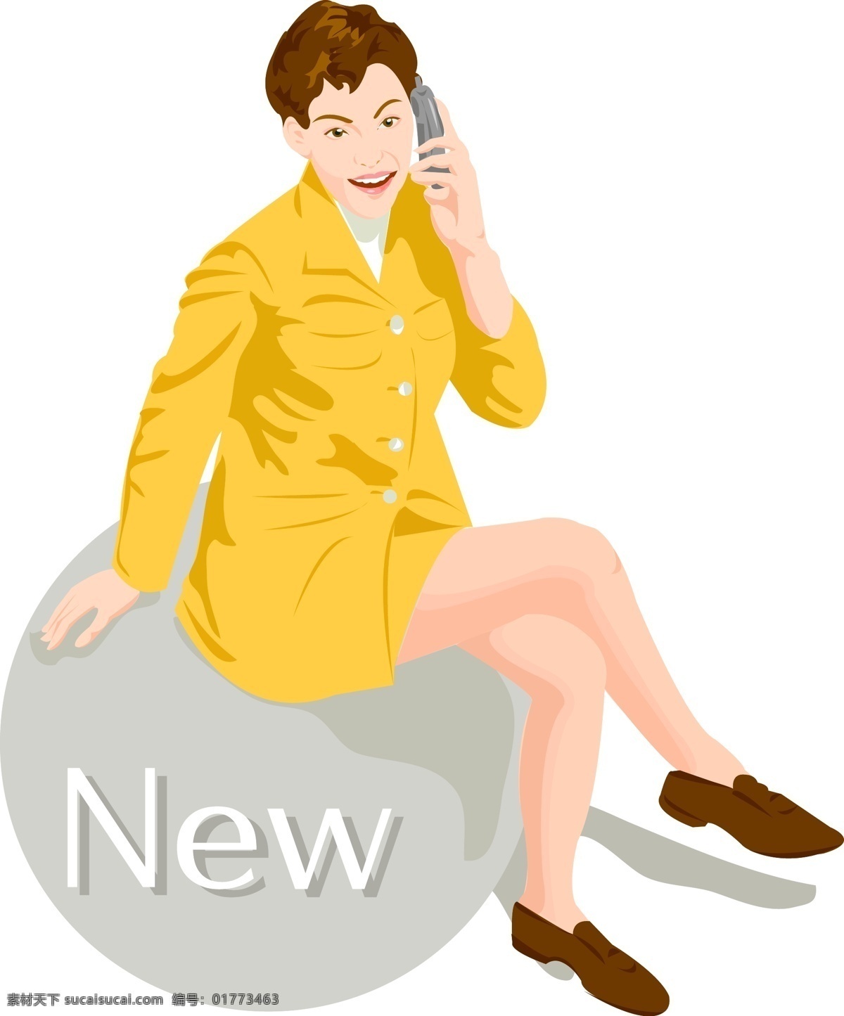 女性人物 矢量图 打电话 购物 韩国 好看 女 裙子 人物 设计素材 小清新 小资 性感 矢量 长头发 矢量人物