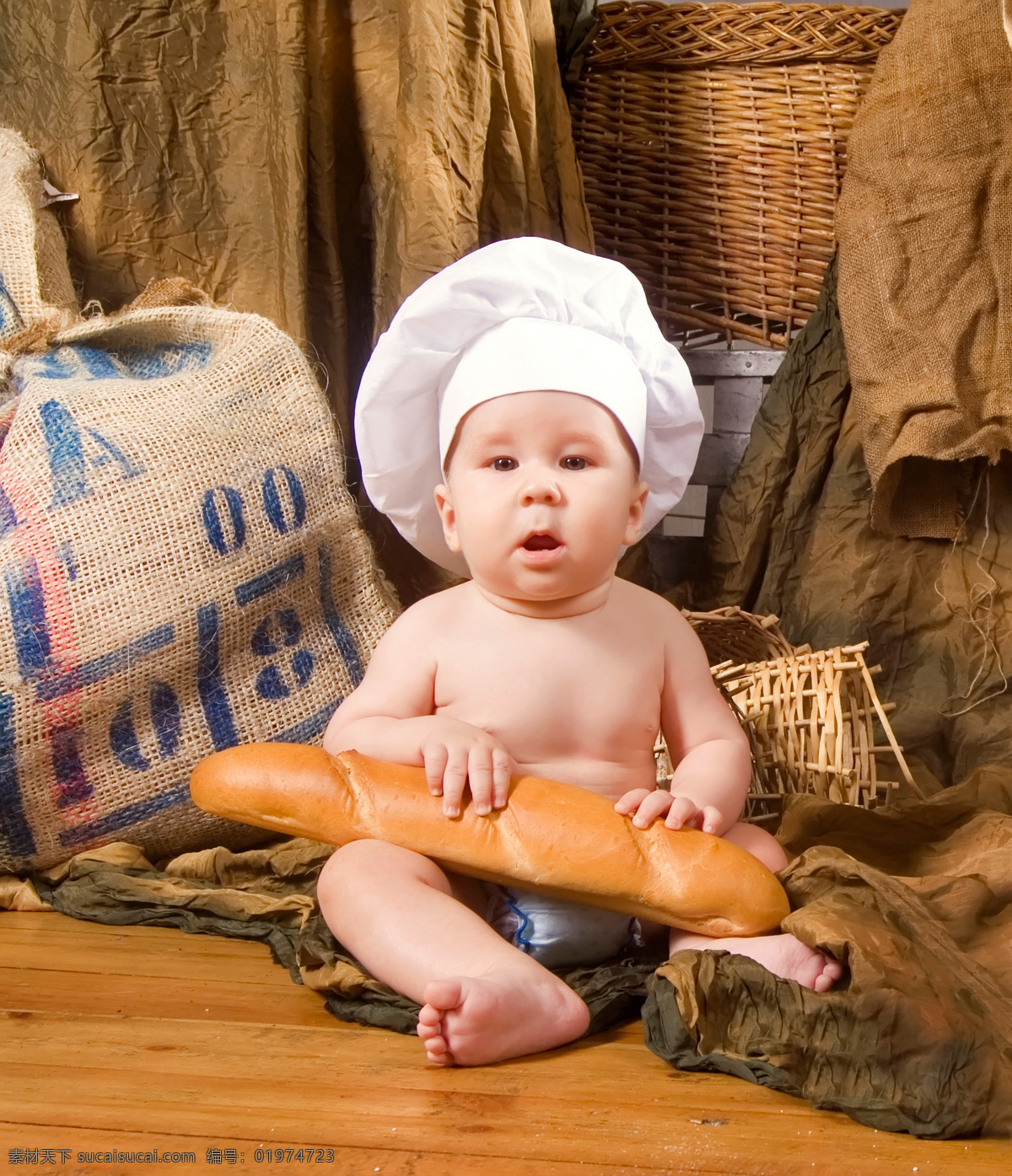 带 厨师 帽子 婴儿 宝贝 宝宝 孩子 厨师帽 面包 儿童幼儿幼儿 人物图库 儿童图片 人物图片