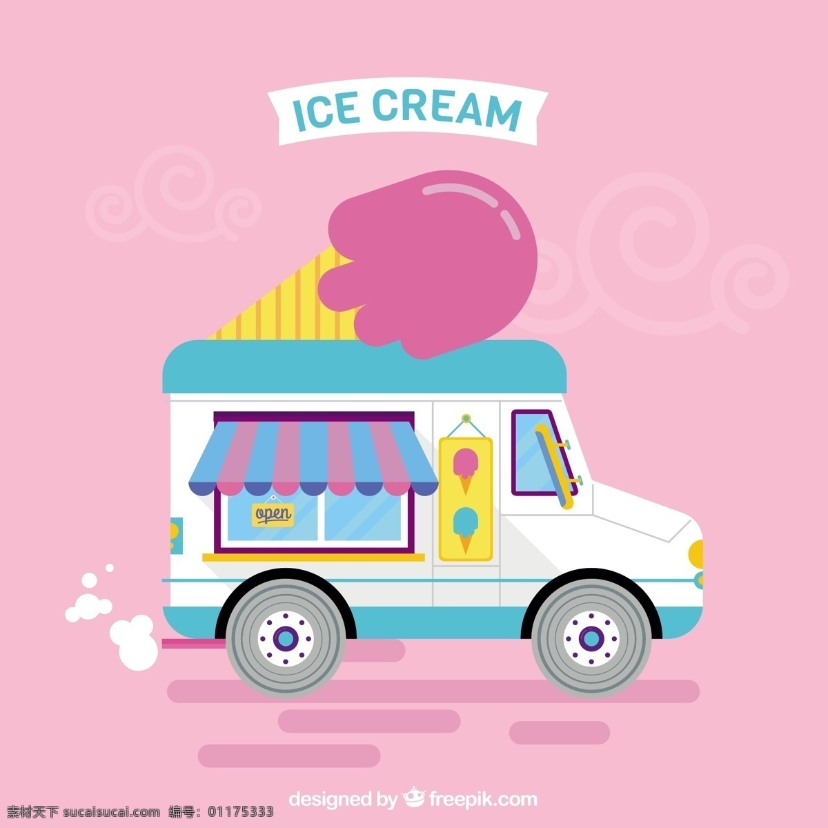 粉红色 背景 冰淇淋 车 食物 夏天 粉色 卡车 平板 冰 甜 甜点 打印 奶油 吃 季节 收集 美味 味道 准备 夏季 冷却