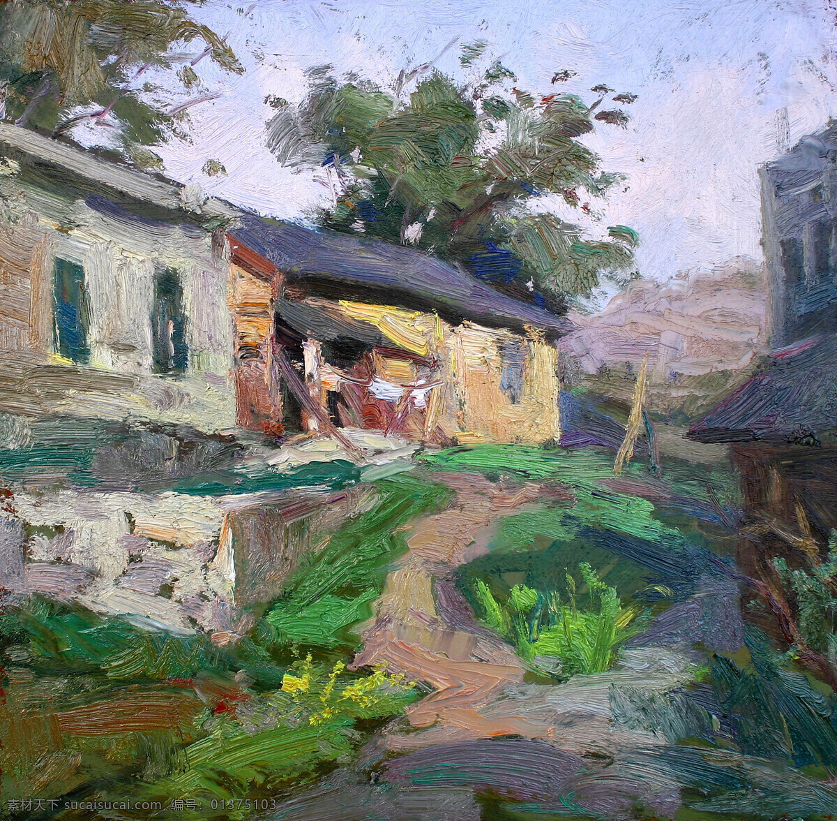村庄 房屋 风景画 绘画书法 美术 农家 树木 村 中风 情 设计素材 模板下载 村中风情 油画 村道 油画艺术 油画作品52 文化艺术 家居装饰素材
