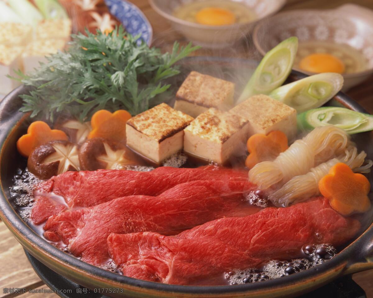 火锅 餐饮美食 传统美食 摄影图库 牛肉 豆腐 米粉 葱 美味烧烤 psd源文件