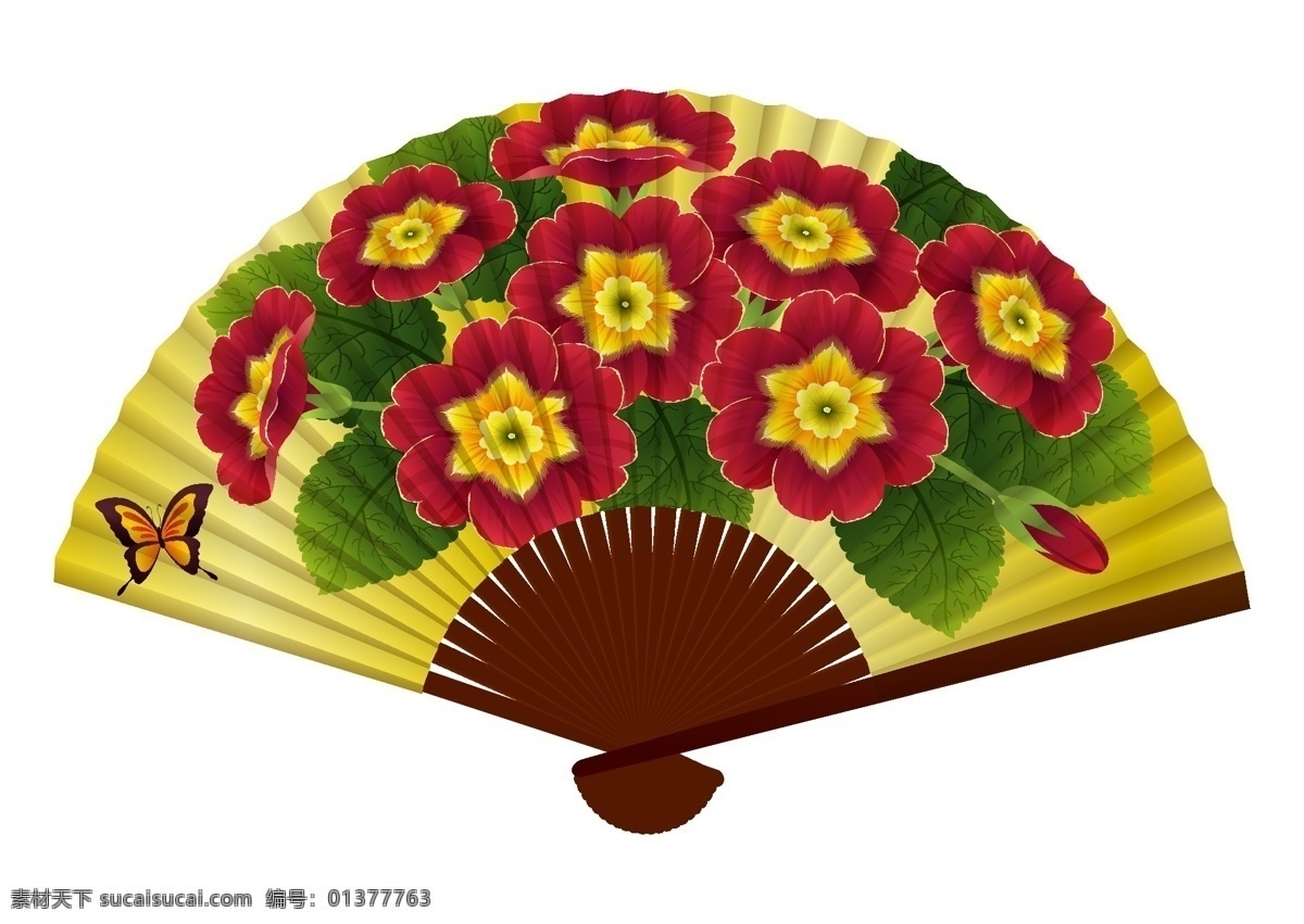 扇子 花卉图案 美术绘画 扇子矢量素材 图案设计 文化艺术 折扇 扇子模板下载 扇子图案 矢量 psd源文件