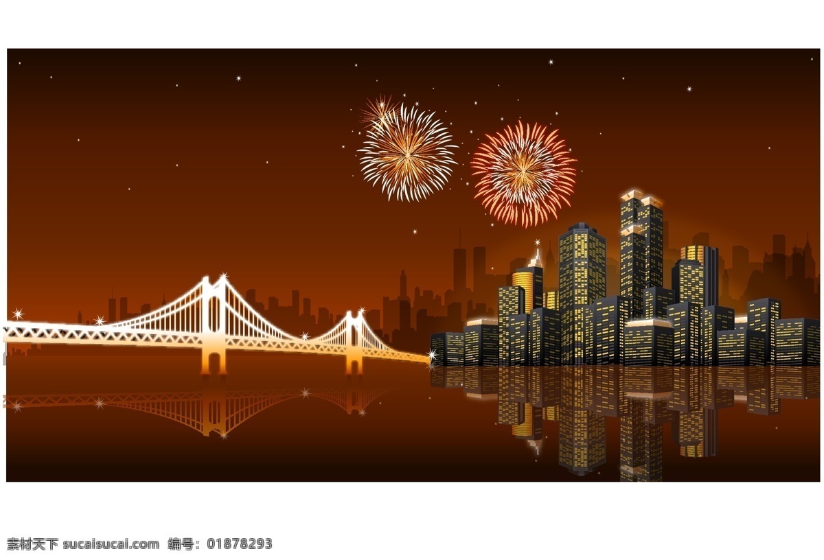 漂亮 城市 焰火 其他矢量 矢量素材 矢量图库 矢量 模板下载 城市焰火 建筑家居