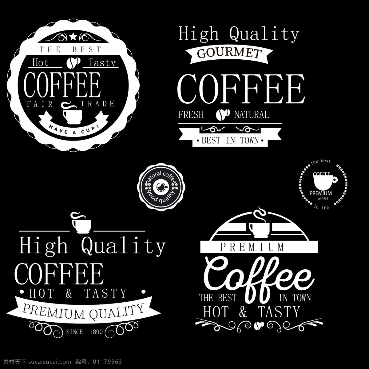 白色 英文 咖啡 标志 矢量 标签 咖啡店 徽标 商标 复古标志