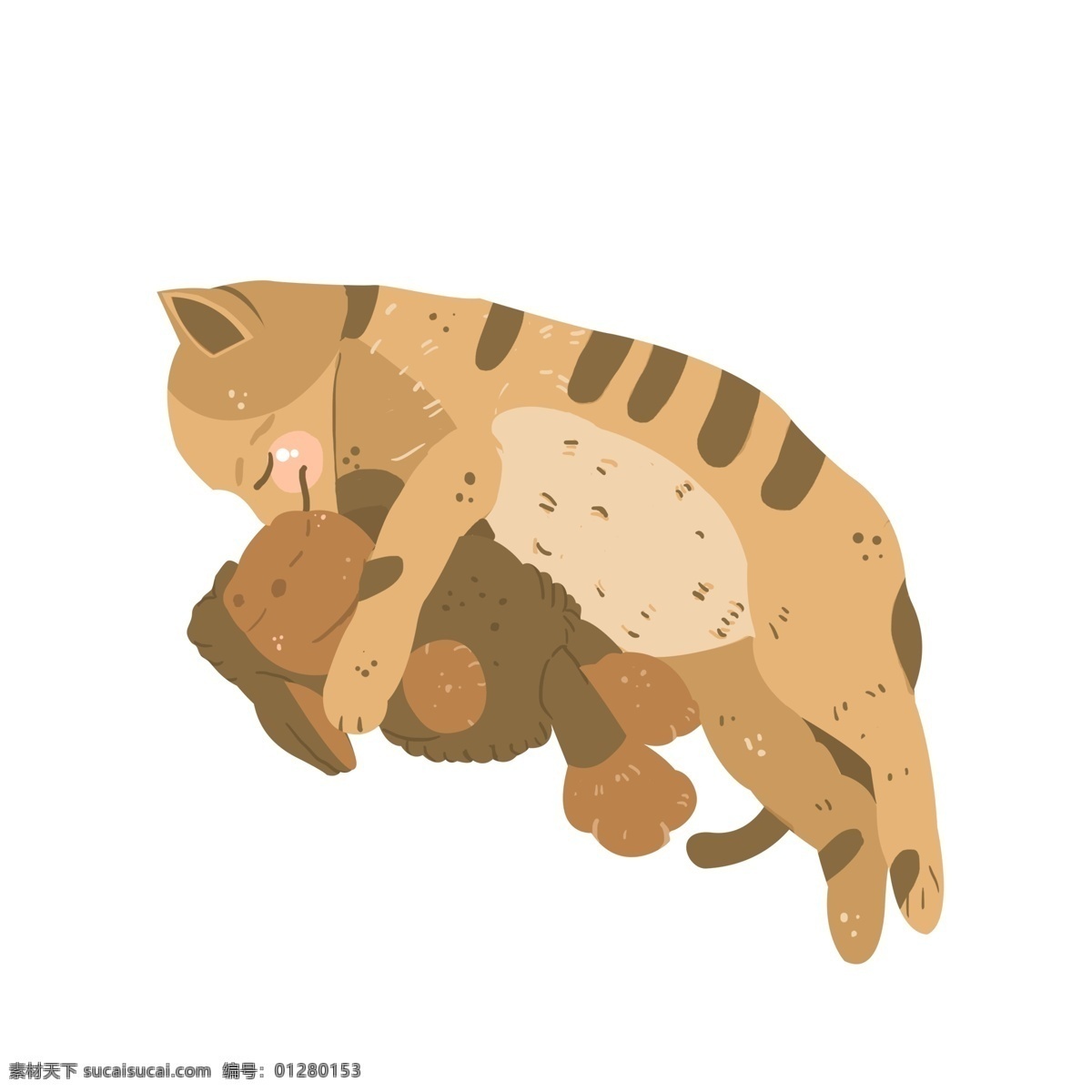 抱 玩偶 宠物 猫 商用 元素 小清新 卡通 插画 猫咪 手绘 橘猫 萌宠 psd设计