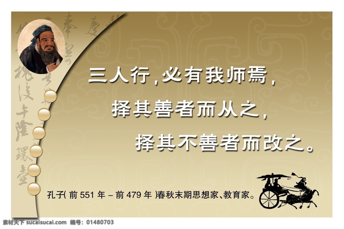 学校展板复古 学校展板 复古 孔子 马车 古文字 黄色