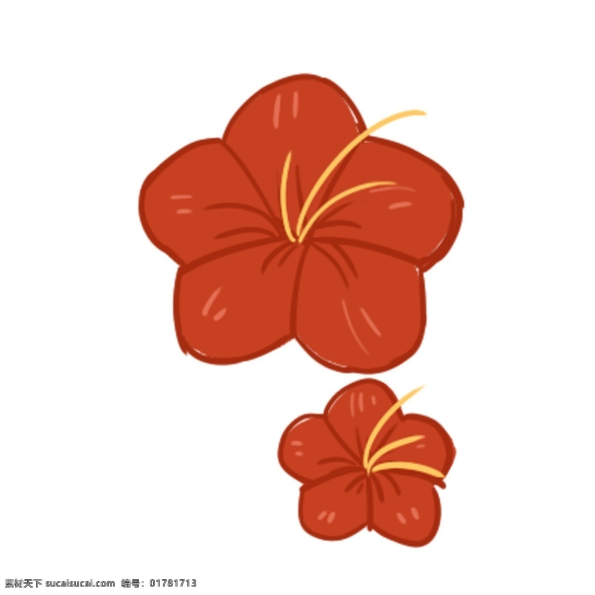 红色 植物 花朵 元素 卡通插画 光泽 闪光 纹理 香气 气味