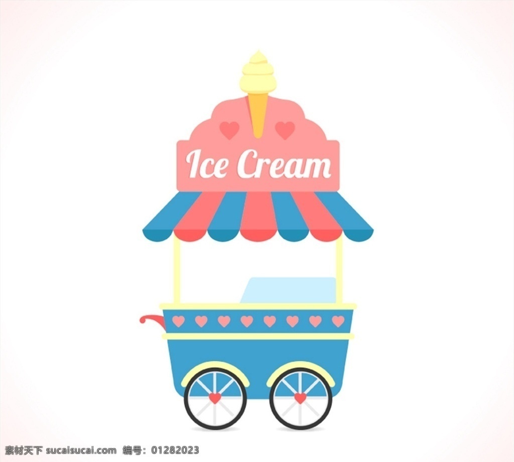 卡通 冰淇淋 车 夏季 冷饮 甜点 冰淇淋车 矢量图 矢量 高清图片