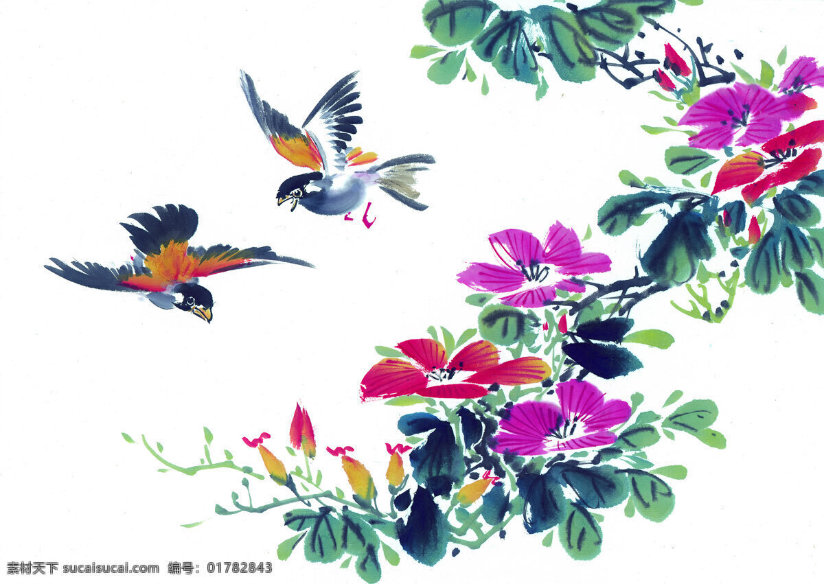 燕子 小鸟 国画 花卉 绘画 艺术设计 中国画 装饰素材 室内装饰用图
