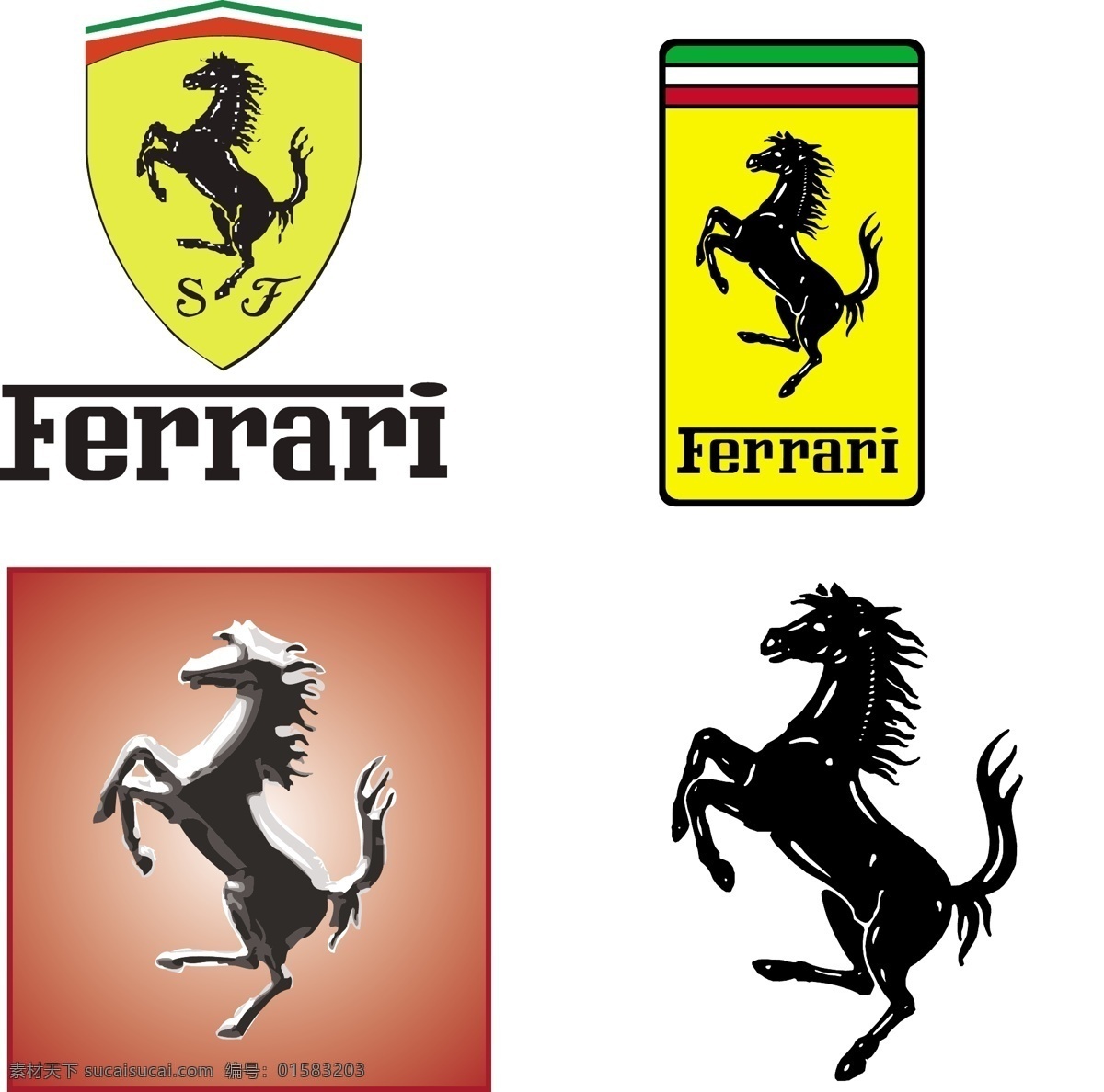 法拉利 标识 组合 马 ferrari logo 企业 标志 标识标志图标 矢量