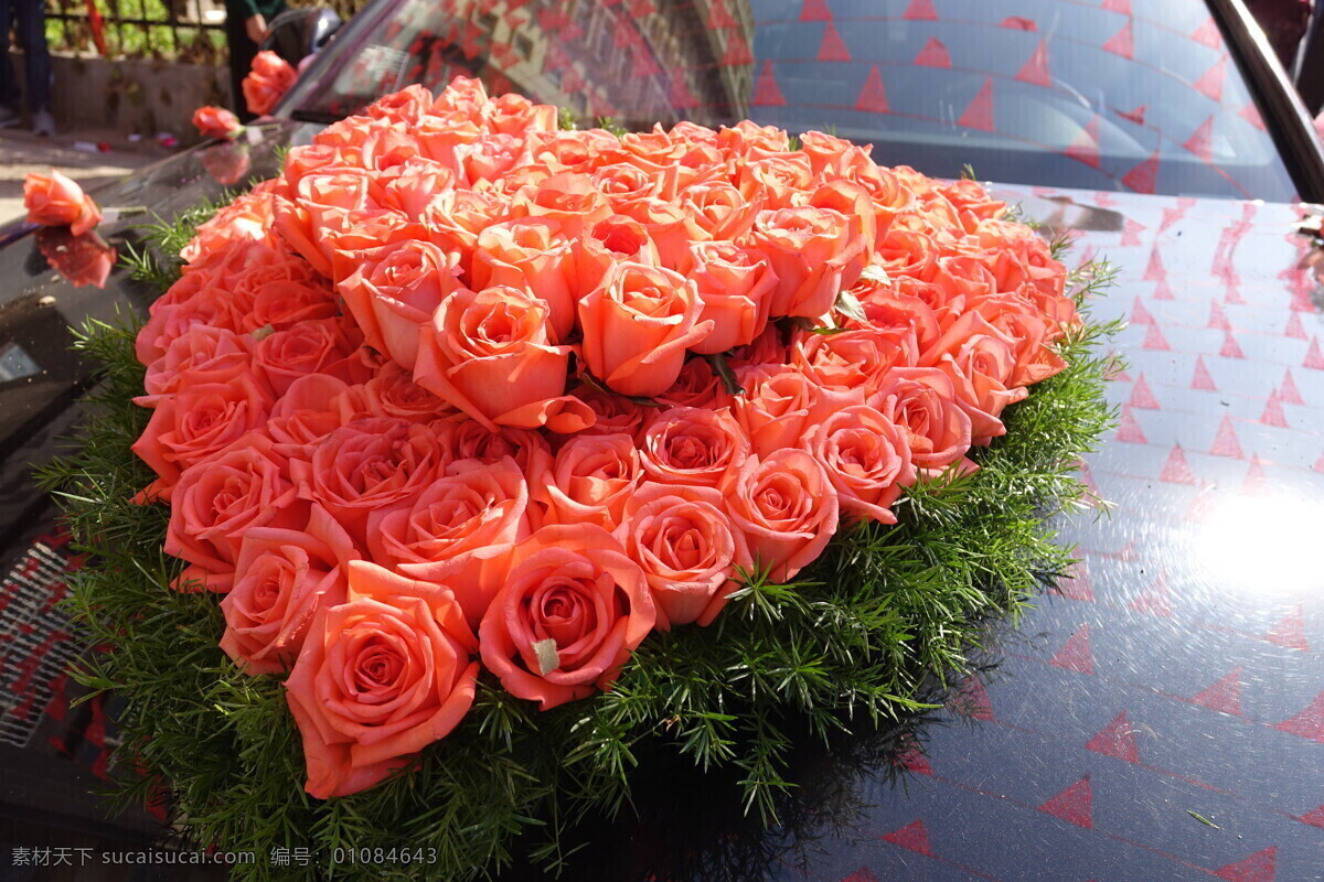 鲜花花车装饰 婚车 花车 鲜花 结婚 花艺 生活百科 生活素材