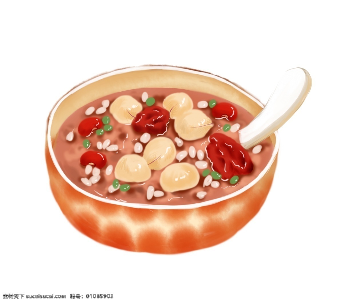 腊八节 八宝粥 手绘 插画 手绘腊八节 传统 美食 腊八粥 美味腊八粥 大碗腊八粥 香甜的腊八粥 卡通腊八粥 勺子
