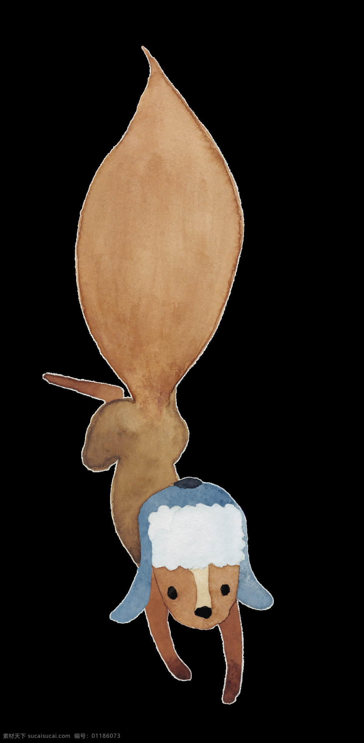 手绘 可爱 卡通 动物 透明 帽子 蓝色 大尾巴 白色眼睛 透明素材 免扣素材 装饰图片 跳跃