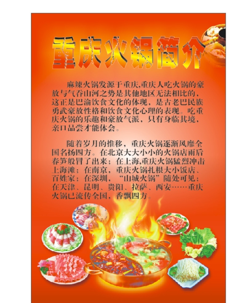 重庆火锅 火锅 红色 简介 宣传