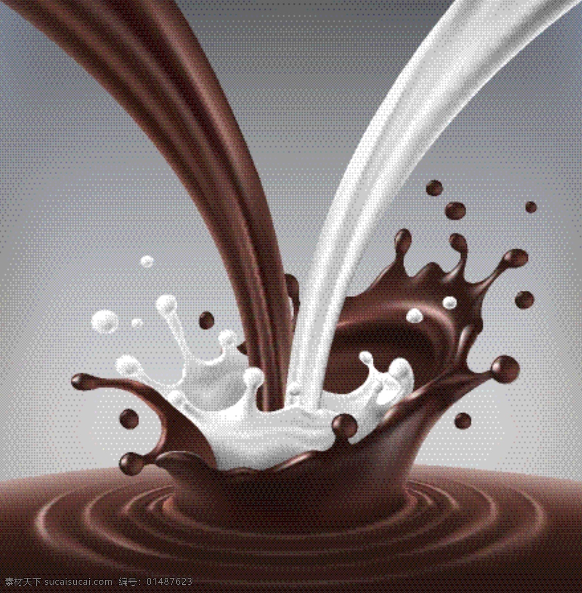 牛奶 巧克力 飞溅 效果 背景 矢量