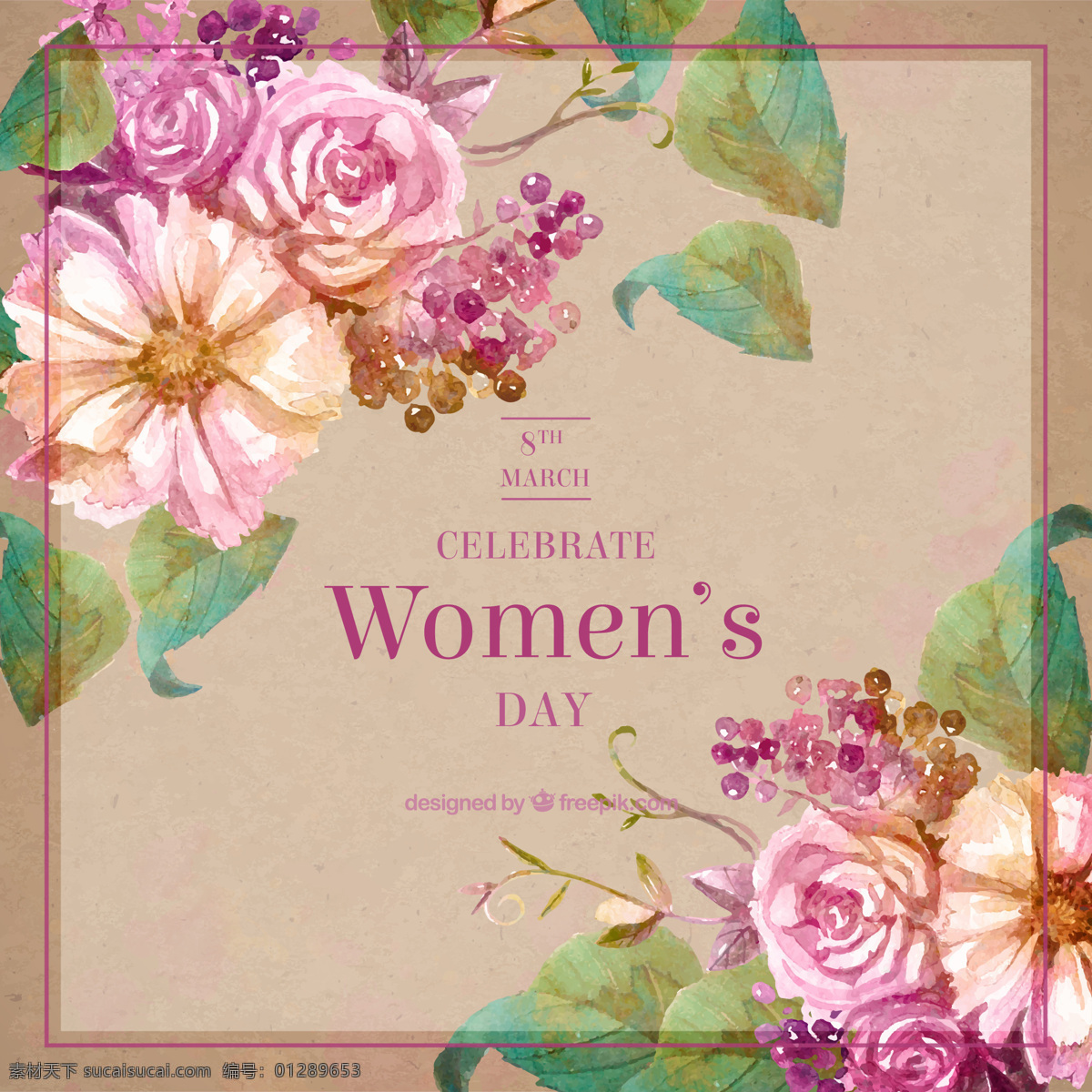 妇女 时代 水彩 花卉 背景 古董 古董背景 水彩背景 庆祝 假日 女士 女性 自由 国际 日 三月