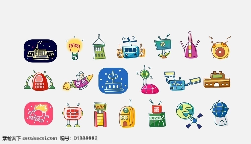 手绘幻想发明 科学幻想 卡通 手绘 机器人