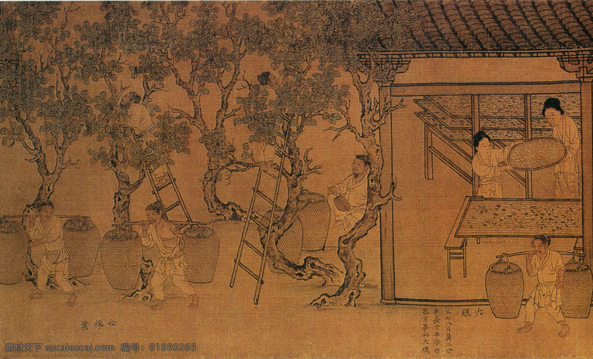 蚕织图a 人物画 中国 古画 中国古画 设计素材 人物名画 古典藏画 书画美术 棕色