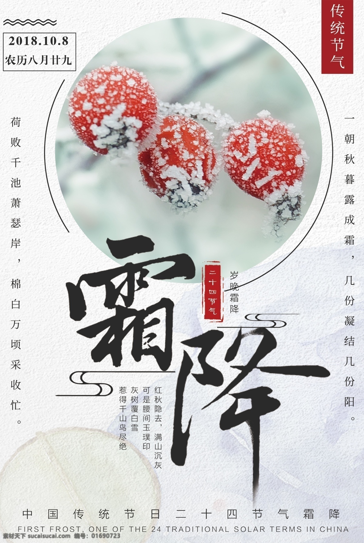 节气 霜降 海报 挂霜 霜降海报 24节气 二十四节气 农历节气 节日节气 传统节日 农历节日 节气文化 24节气海报