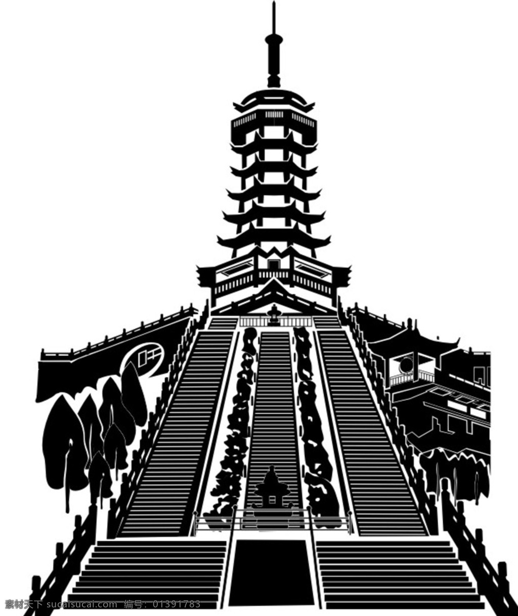 万佛塔 宝箧印塔 佛塔图 佛塔矢量图 佛塔剪影 文化艺术 传统文化