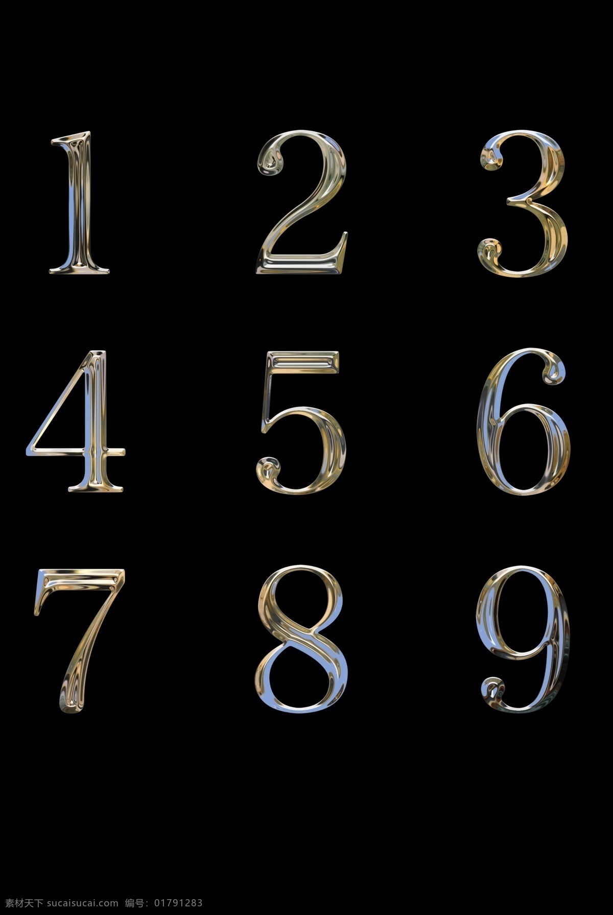 金属数字 个性数字 数字特效 铬合金数字 数字 分层