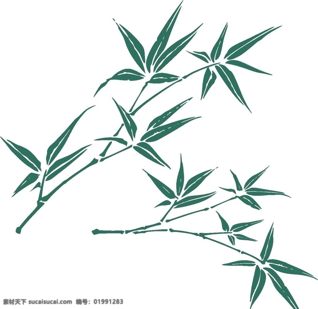 竹叶 万年青 翠竹 竹 竹子 绿竹 山水画 舒适 休闲 水墨画 图案 生物世界 花草