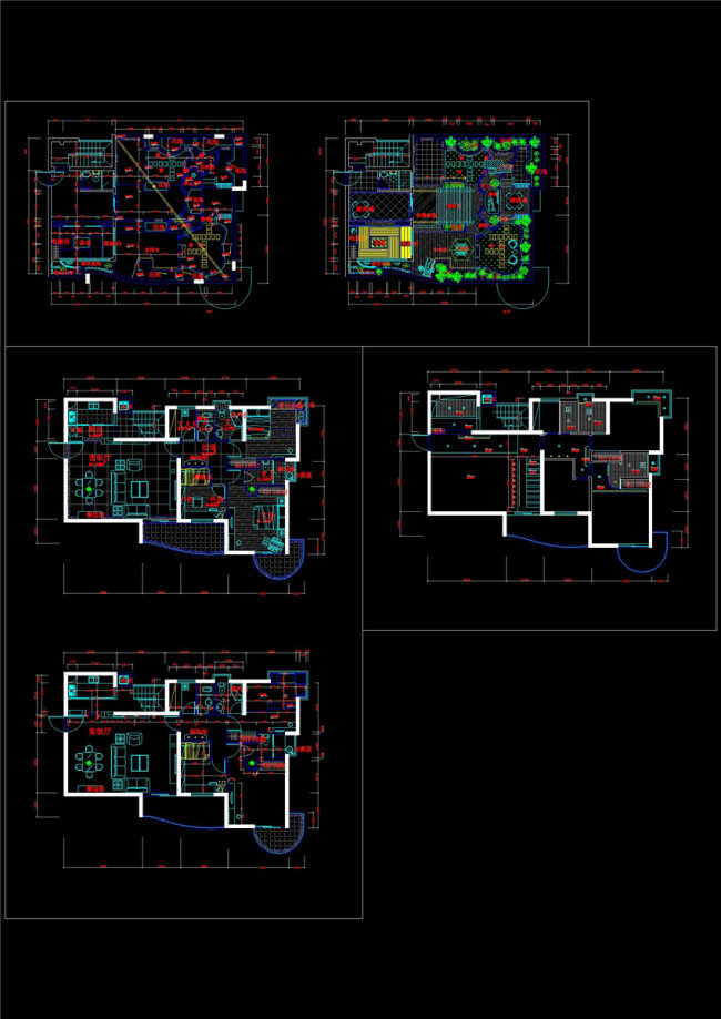 高档 住宅 装修 cad 施工图 建筑图纸 源文件 图纸 施工 设计图 图纸模板下载 豪华别墅 dwg 黑色