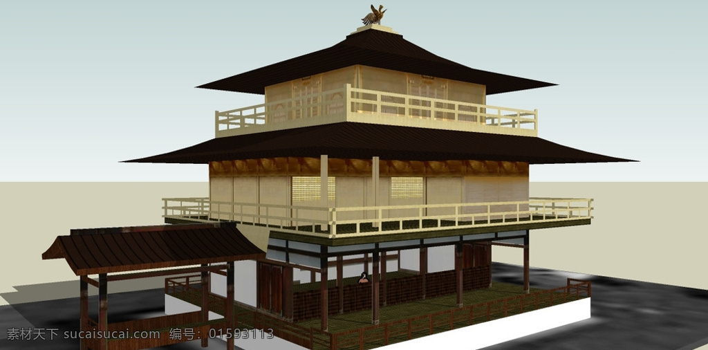 日式庙宇 日式 庙宇 建筑 模型 skp 其他模型 3d设计 黑色