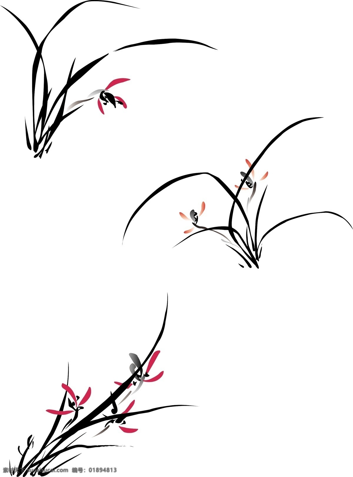 兰花 梅 兰 竹 菊 精神 春天 水墨画 山水画 国画 矢量图 信签图 信纸 花草 生物世界 矢量