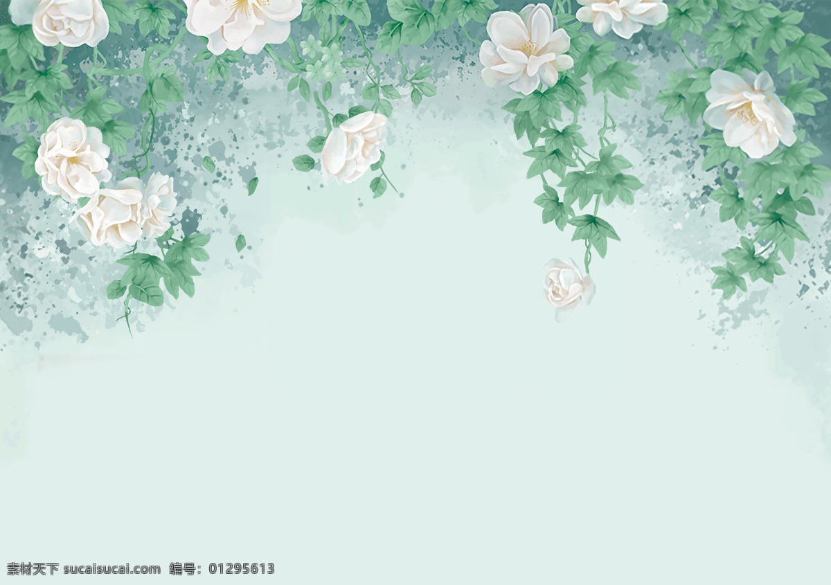 花藤 绿叶 背景墙图片 花朵 背景墙 电视背景墙 现代背景墙 分层