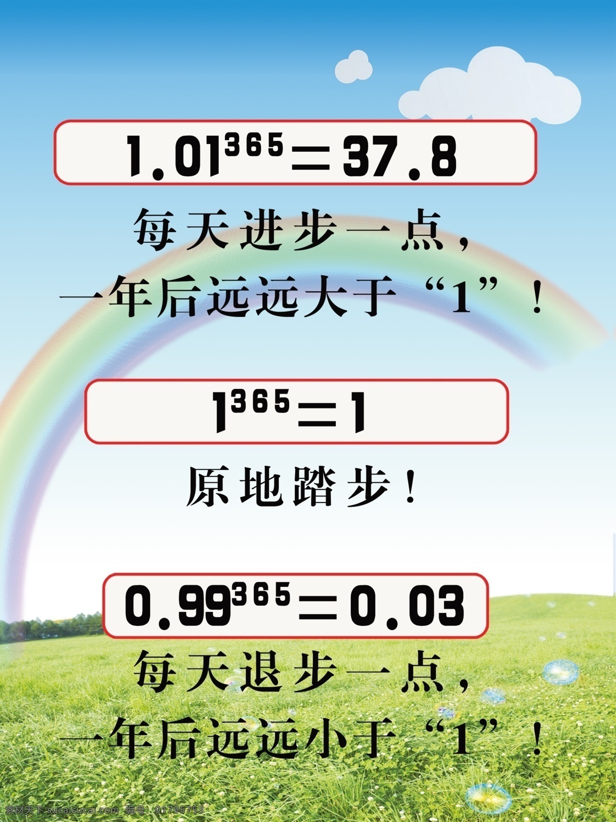 励志 进步 公式 每天 退步 psd源文件