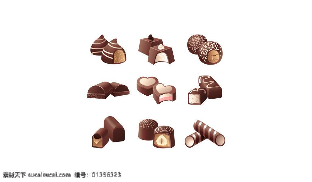 巧克力 糖果 矢量 图标 集