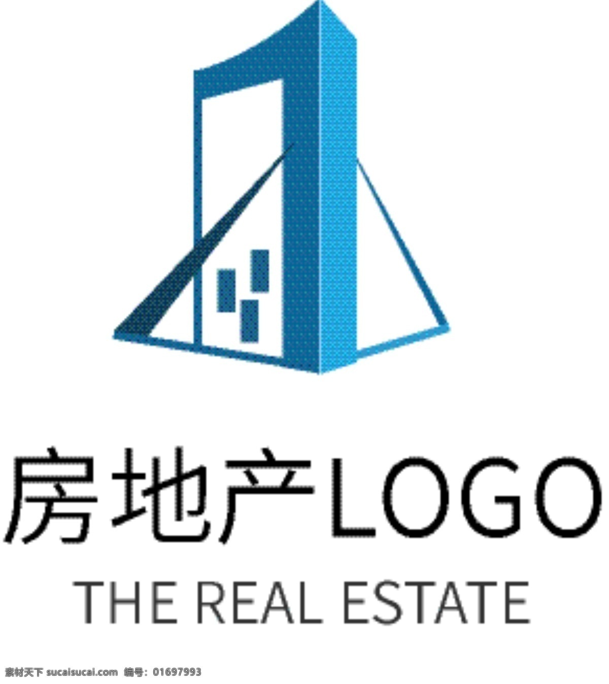 蓝色 现代 房地产 商务 企业 logo 标识 建筑 商厦 购物中心 写字楼