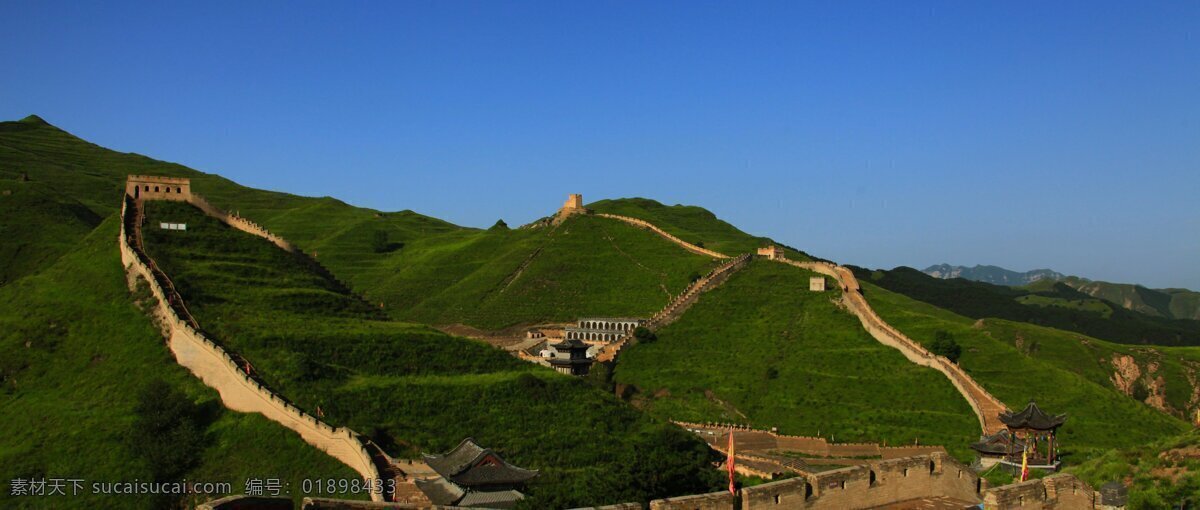 长城 风景 蜿蜒长城 巨龙长城 城墙 树木 绿化 旅游景点图片 建筑园林 园林建筑