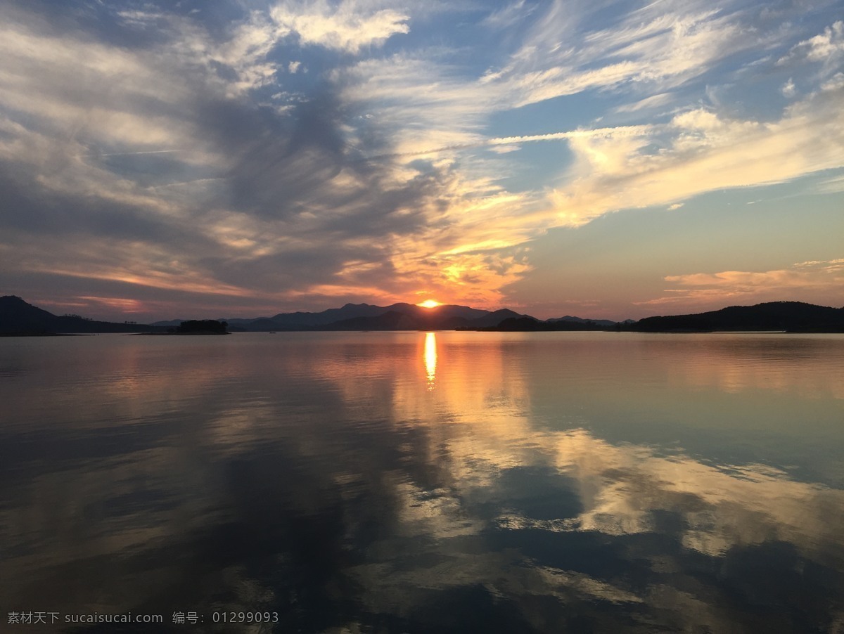 夕阳 落日 湖泊 浮桥河 水库 山水 旅游专辑 旅游摄影 国内旅游