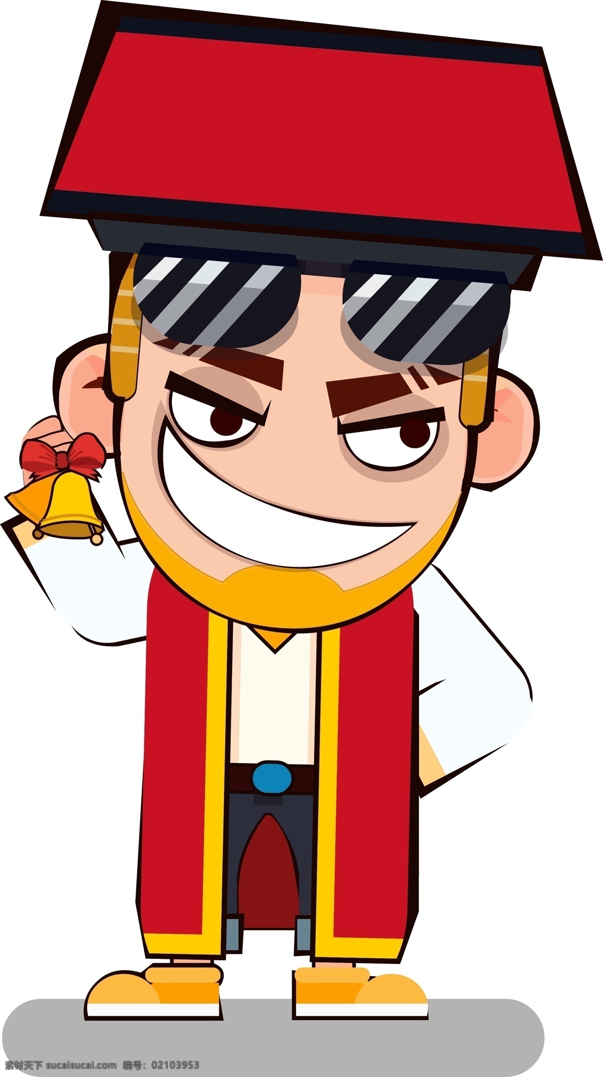 扁平 道士 人物 插画 卡通