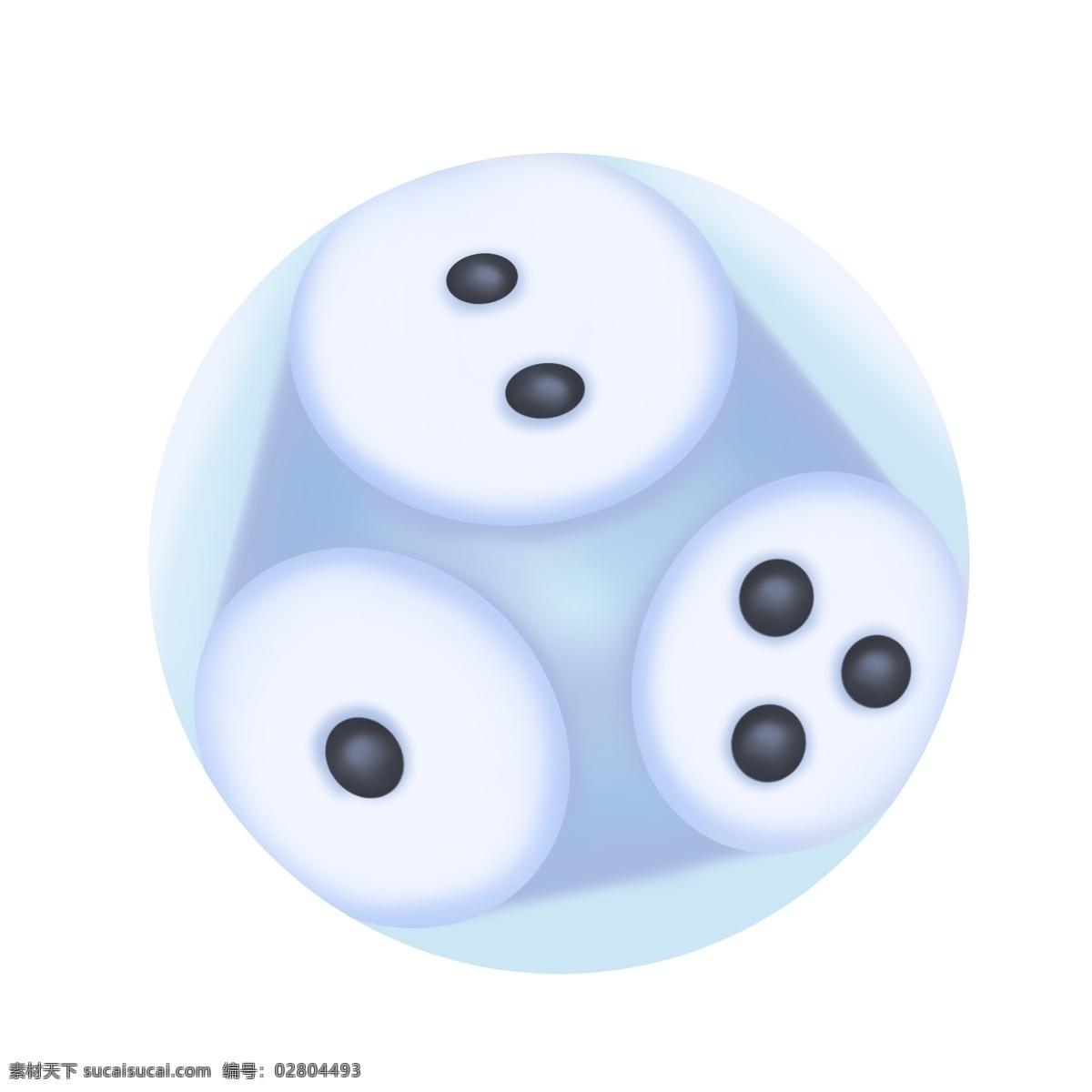 白色 圆形 骰子 插画 白色的骰子 一二三点色子 麻将游戏道具 黑色的圆点 骰子游戏 创意立体骰子