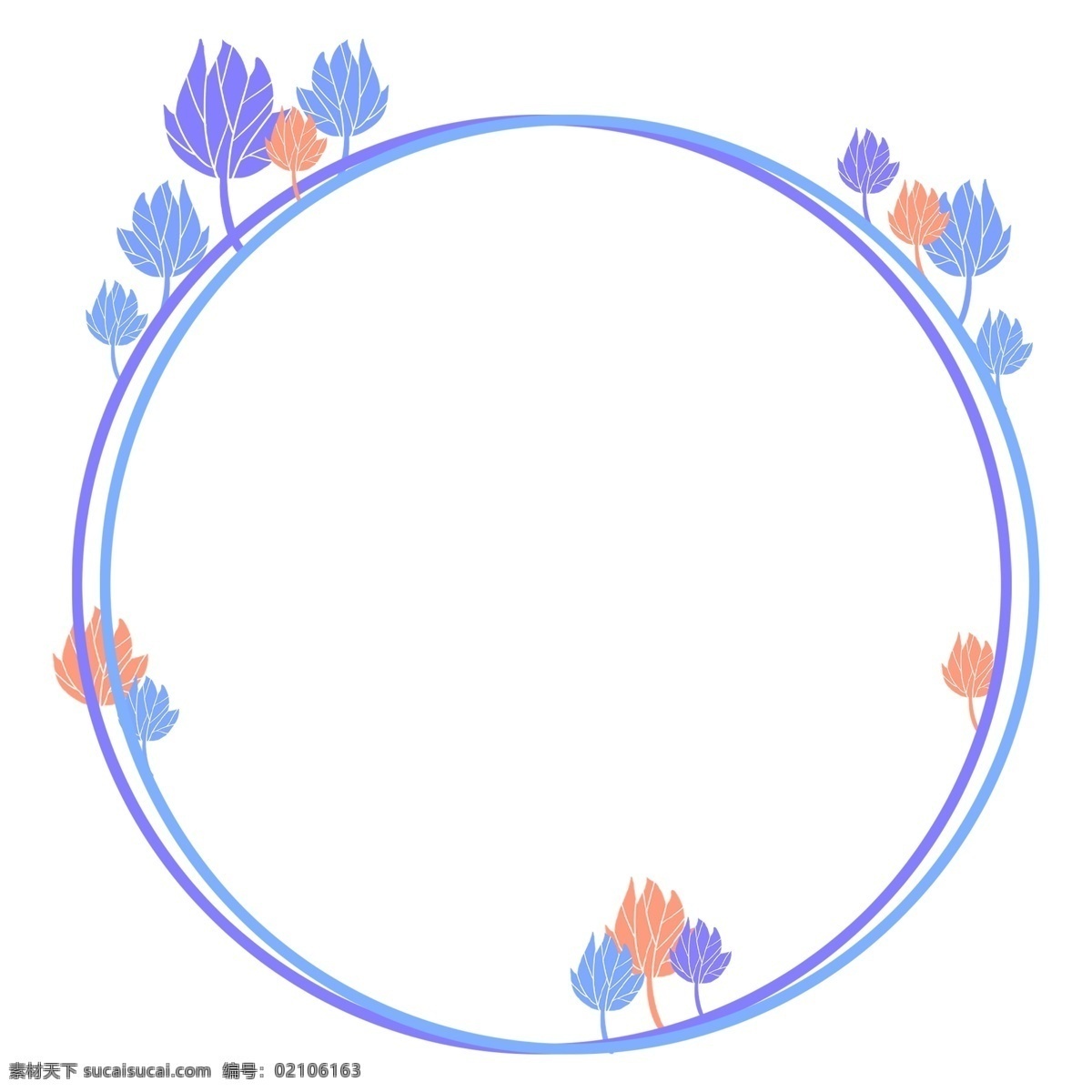 植物 边框 卡通 插画 卡通插画 边框插画 框架 装饰边框 简易边框 植物的边框 蓝色的边框