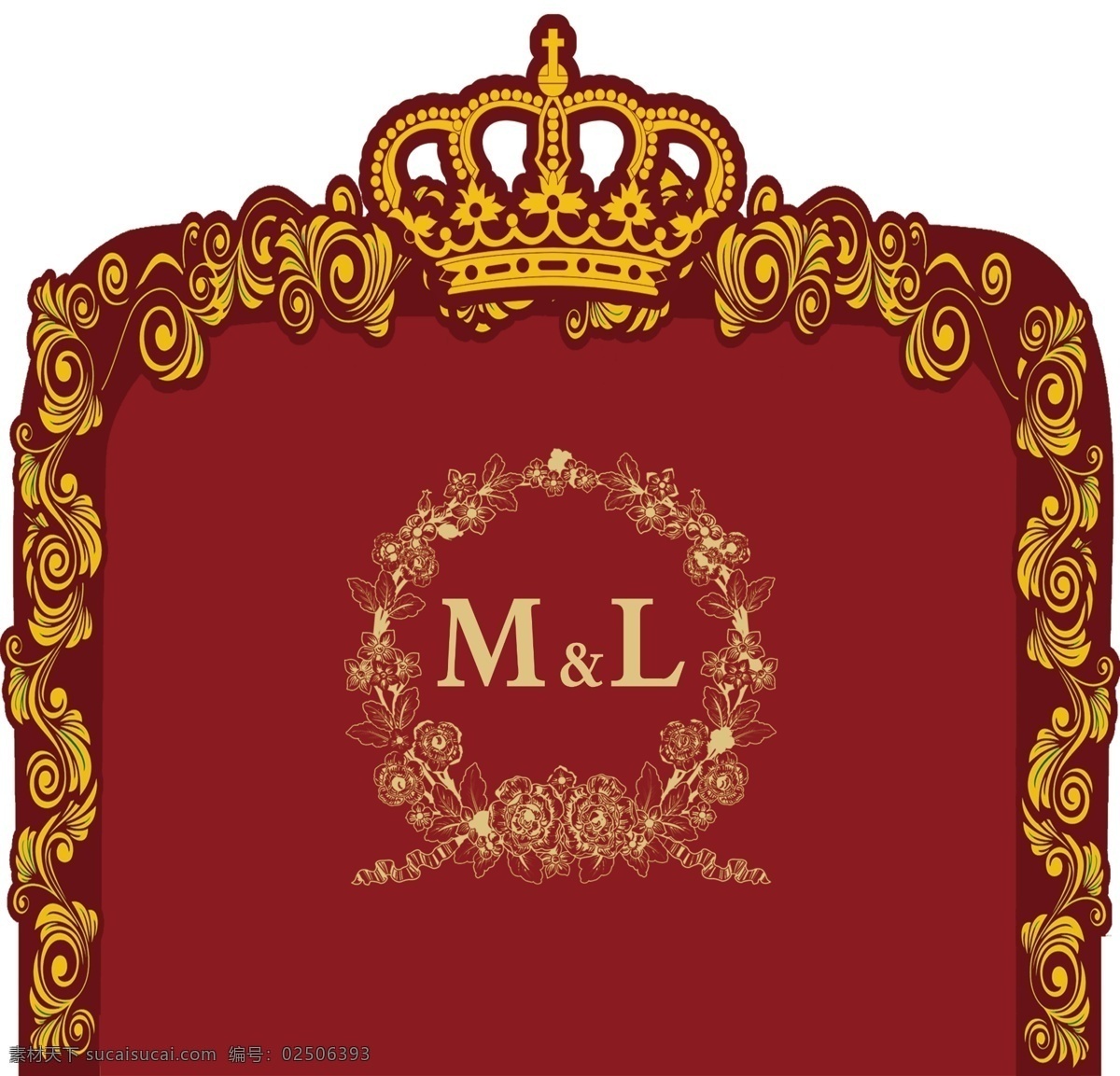 红色 异形 主 背景 皇冠 花边异形 欧式 花纹 logo 简单大气 欧式婚礼 主背景