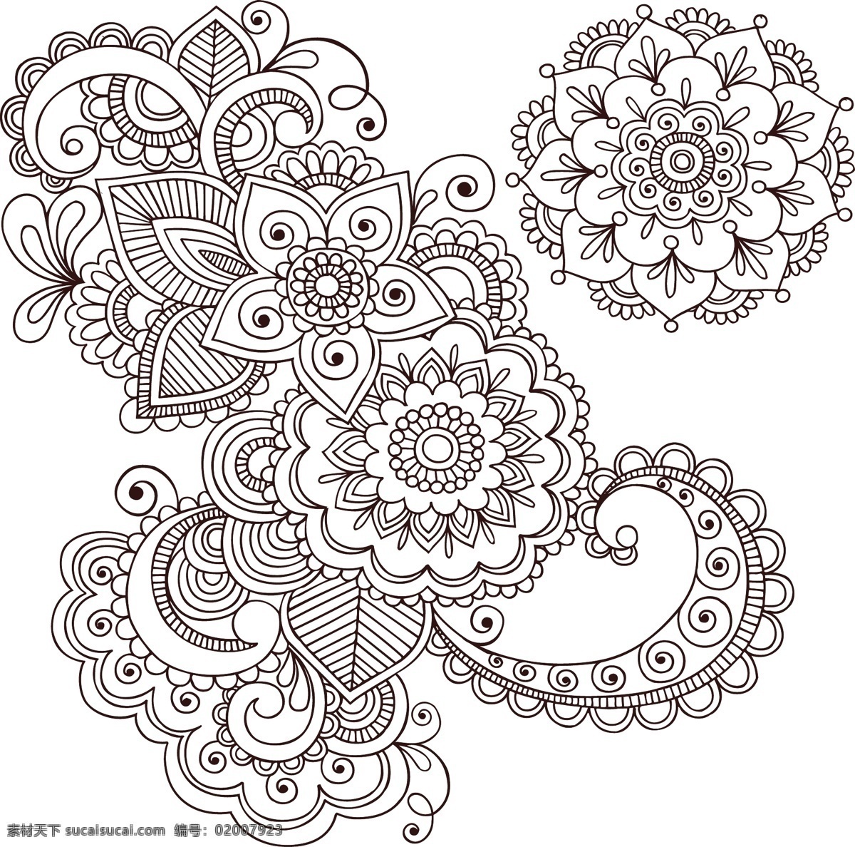 精美 古典 花卉 纹样 矢量 螺旋花纹 矢量图 花纹花边