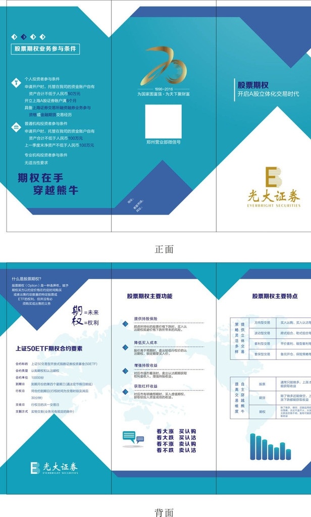 三折页宣传单 三折页 传单 银行 金融 证券 期权
