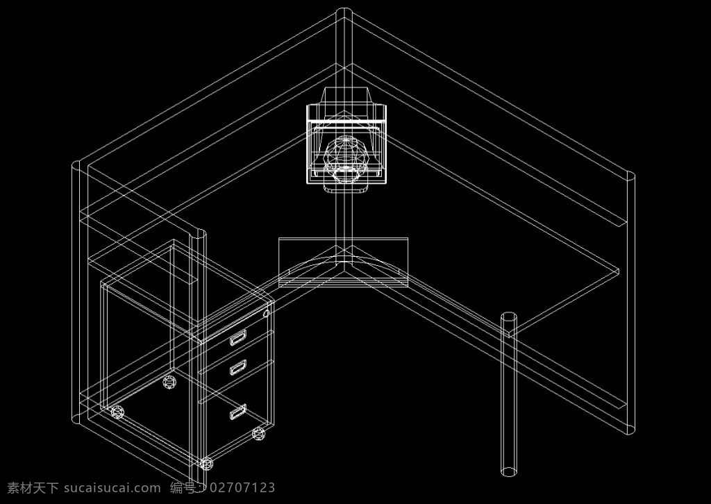 屏风 办公桌 组合 工作桌 办公室素材 cad素材 dwg 黑色 工作桌组合