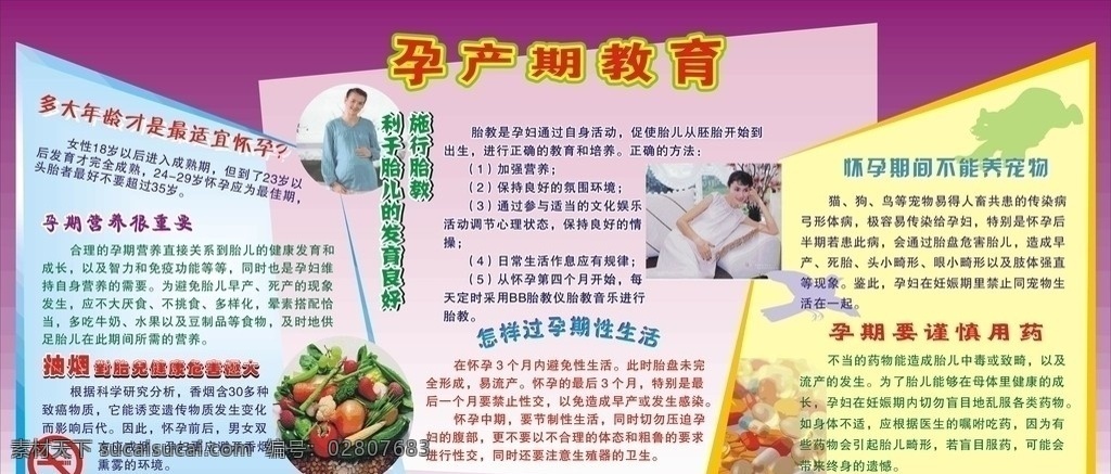 孕产期板报 孕产 孕妇 水果蔬菜 药 矢量狗 鸟 禁止吸烟 背景 孕期知识 板报 矢量